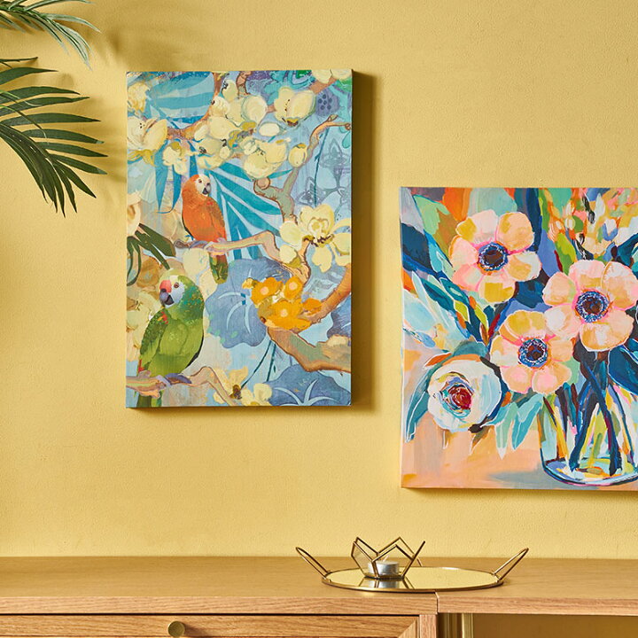 楽天市場】アートパネル インコ 鳥 フラワー 花 キャンパス パネル 約 