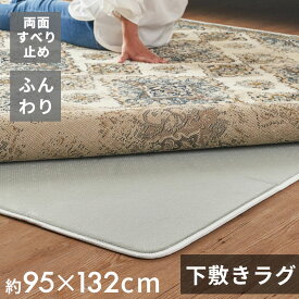 下敷きラグ ラグ 下敷き ウレタン 100x140cm 対応 約 W 95cm D 132cm H 1cm 滑り止め付き クッション性 洗える 手洗い 防音 転倒 対策 遮音 衝撃吸収 保温 床暖房 ホットカーペット 可 ラグマット ラグパッド ラグパット おしゃれ 北欧 雑貨 インテリア アジアン [70201]