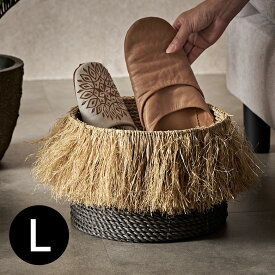 バスケット ランドリーバスケット Lサイズ ラフィア 約 W 27cm D 27cm H 18cm ナチュラル かごバスケット 収納 収納バスケット 洗濯物入れ おもちゃ入れ リビング ダイニング 寝室 キッチン 洗面所 おしゃれ 北欧 リゾート 雑貨 バリ インテリア アジアン [l-14064]
