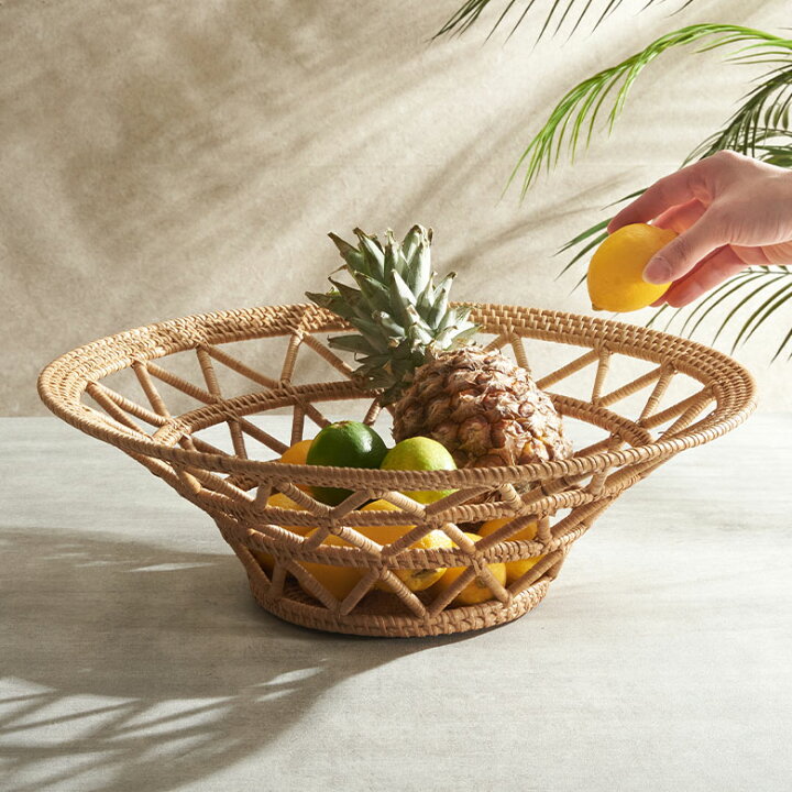 楽天市場】バスケット かご 円形 丸 ラタン 籐 約 W 46cm D 46cm H 