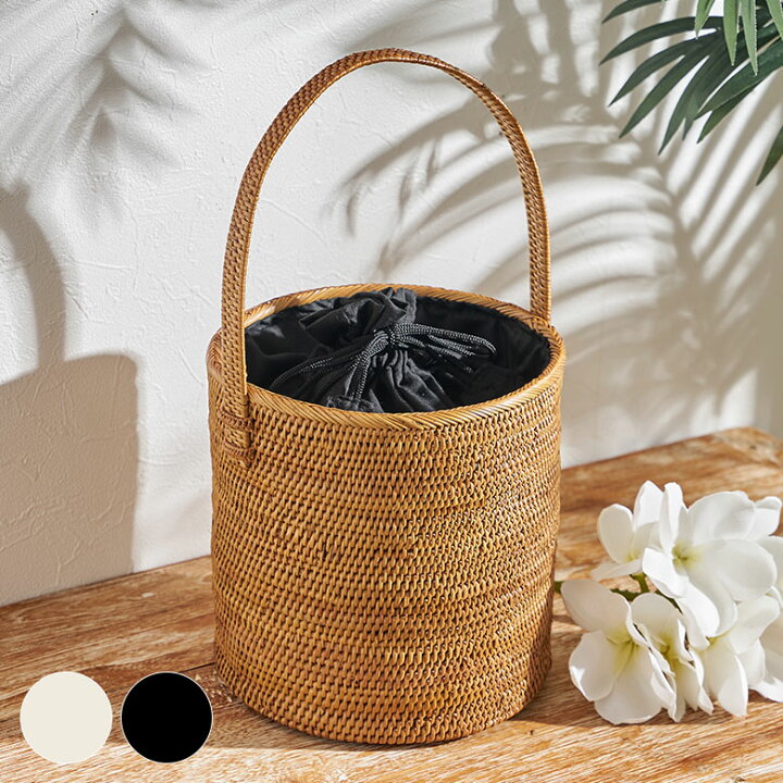 楽天市場】かごバッグ バリ島 アタバッグ 浴衣 巾着付き 筒形 バッグ  