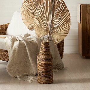 花瓶 おしゃれ フラワーベース 枝物 自然素材 アバカ ドライフラワー 花瓶 造花 枝 アートプランツ フェイク グリーン 花器 マニラ麻 ボトル型 W16×D16×H42cm ナチュラル リゾート アジアン バ