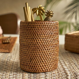 アタで編まれたお箸立て S カトラリースタンド ペンスタンド 箸立て 収納 スタンド バリ雑貨 アジアン雑貨 おしゃれ インテリア アタ カトラリーケース アジア工房 キッチン カトラリー リゾート シンプル ナチュラル 小物入れ エスニック バリ島 アタ製品 [2401]