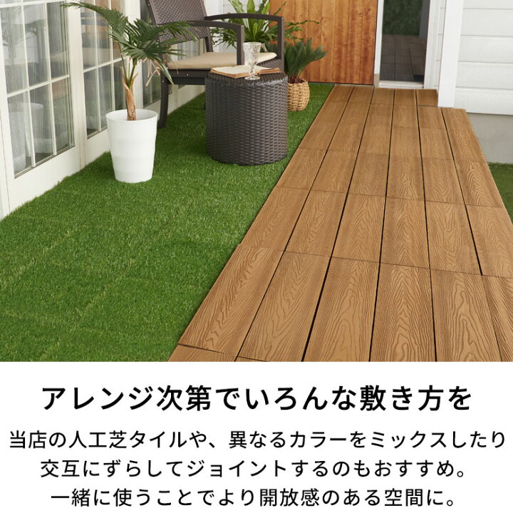 楽天市場】【最大500円クーポン】 ウッドデッキタイル 人工木 樹脂 