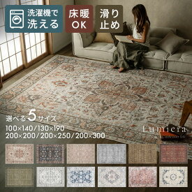 【期間限定5%OFFクーポン】 ラグ 洗える 冬 ラグマット おしゃれ 100×140 130×190 200×250 200×300 6畳 カーペット ヴィンテージ風 絨毯 ペルシャ風 デザインラグ リビング 滑り止め付き ルミエラ Lumiera アジアン リゾート プリントラグ ペット 犬 猫 [84402]