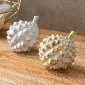 【最大500円クーポン】 オブジェ ウッド 木製 木彫り 天然木 ドリアン 野菜 シルバー 銀 ゴールド 金 W 10cm D 8.5cm H 8.5cm 置物 インドネシア バリ ハロウィン クリスマス ディスプレイ オーナメント インテリア 店舗 リゾート 北欧 南国 アジアン雑貨 アジア[13904]