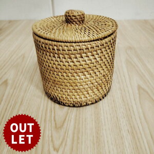 【最大500円クーポン】 訳あり アウトレット トイレットペーパーケース かご 籠 カゴ ボックス ケース ラタン 籐 ホワイト ナチュラル 約 W 14cm D 14cm H 15.5cm 小物 アクセサリー ロールペーパー