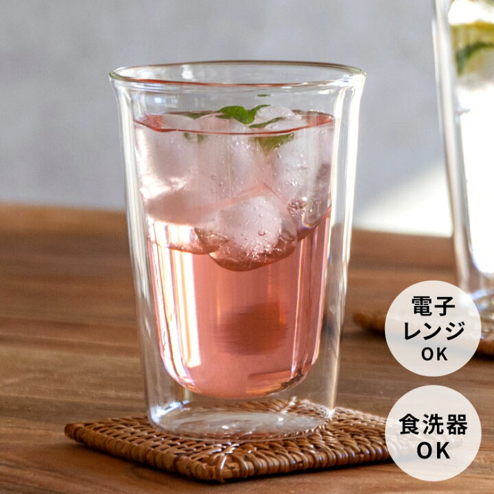 楽天市場】グラス ダブルウォール 耐熱ガラス 290ml 2層構造 クリア ダブルウォークグラス