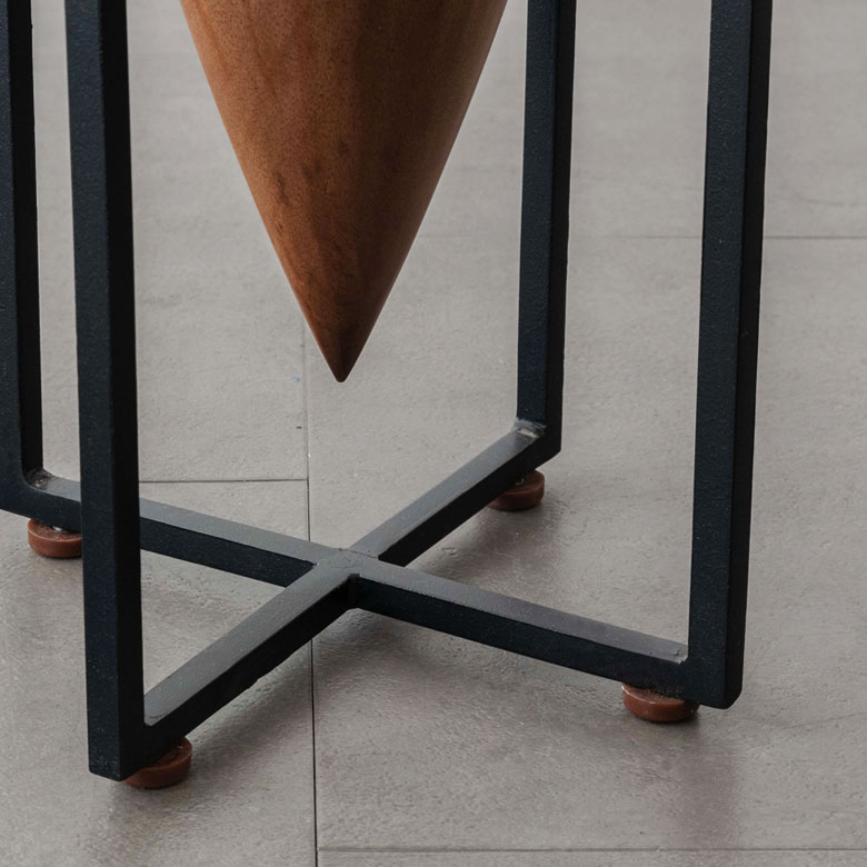 サイドテーブル コーヒーテーブル アイアン 木 W 25cm H 45.5cm ブラウン ブラック テーブル デザイン家具 ウッド 天然木  アイアンフレーム スチール おしゃれ かっこいい モダン アメリカン ミッドセンチュリー 丸 四角 幾何学 ジオメトリック スタイリッシュ 91481  | 