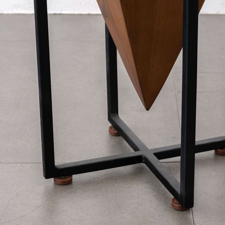 サイドテーブル コーヒーテーブル アイアン 木 W 25cm H 45.5cm ブラウン ブラック テーブル デザイン家具 ウッド 天然木  アイアンフレーム スチール おしゃれ かっこいい モダン アメリカン ミッドセンチュリー 丸 四角 幾何学 ジオメトリック スタイリッシュ 91481  | 