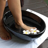 木製スパボウル 楕円形タイプ SPA エステ 足湯 フットバス 足マッサージ 桶 おけ 木製 バリ雑貨 アジア雑…