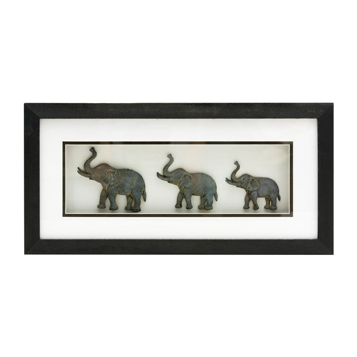 楽天市場】動物モチーフの壁掛けフレーム アートボックス 3頭のゾウ  