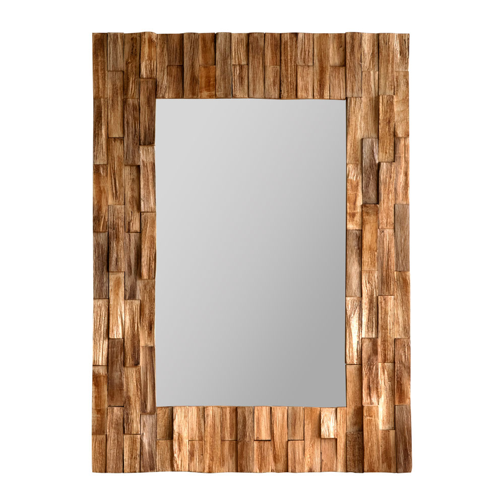 楽天市場】ミラー 壁掛け 木製 フレーム 木枠 長方形 チークウッド 