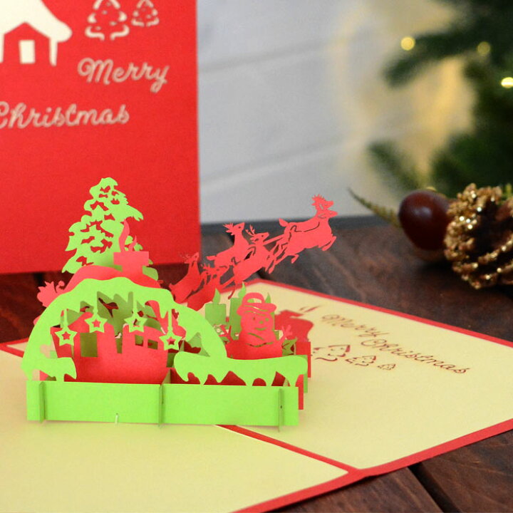 楽天市場 ポップアップクリスマスカード トナカイと雪だるま グリーティングカード メッセージカード ポップアップ 飛び出すメリークリスマス Merry Christmas サンタクロース クリスマスツリー トナカイ メッセージカード 立体 アジアン雑貨 メール便対応 Vn
