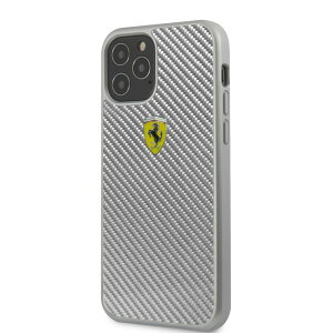FERRARI HC ON TK CARBON METAL LOGO SILVER iPhone12 ProMAX