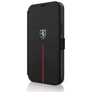FERRARI BK OFF TK LEATHER NYLON STRIPE BLACK iPhone12 ProMAX