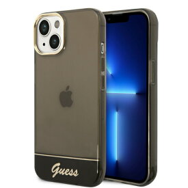 GUESS - PC TPU IML CASE DOUBLE LAYER ELECTROPLATED CAMERA OUTLINE TRANSLUCENT - BLACK IPHONE 14 スマホケース 端末保護 iPhoneケース カバー 背面ケース