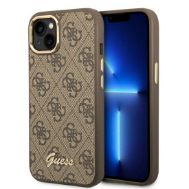 GUESS - PC TPU 4G PU CASE METAL CAMERA OUTLINE & BUTTONS - BROWN IPHONE 14 plus スマホケース 端末保護 iPhoneケース カバー 背面ケース スマートフォン