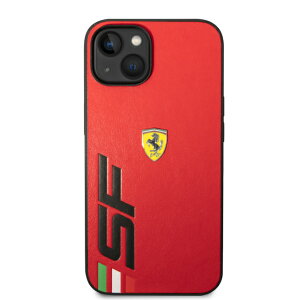 FERRARI - PU LEATHER CASE PRINTED BIG SF LOGO - RED�@IPHONE 14 plus