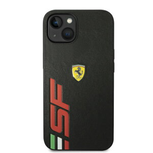 FERRARI - PU LEATHER CASE PRINTED BIG SF LOGO - BLACK�@IPHONE 14