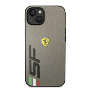 FERRARI - PU LEATHER CASE PRINTED BIG SF LOGO - GREY�@IPHONE 14 plus