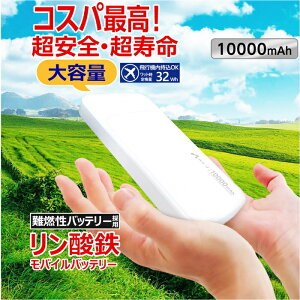 ���o�C���o�b�e���[ 10000mAh �����_�S LiFePO4 ������ 1000�� �[���d 2�|�[�g USB-C�|�[�g1 USB-A�|�[�g2 2�䓯���[�d PSE�F�؍� iPhone Android �X�}�z�[�d�� ��e�ʃo�b�e���[ ���S�� ���S �����\ �ЊQ �h