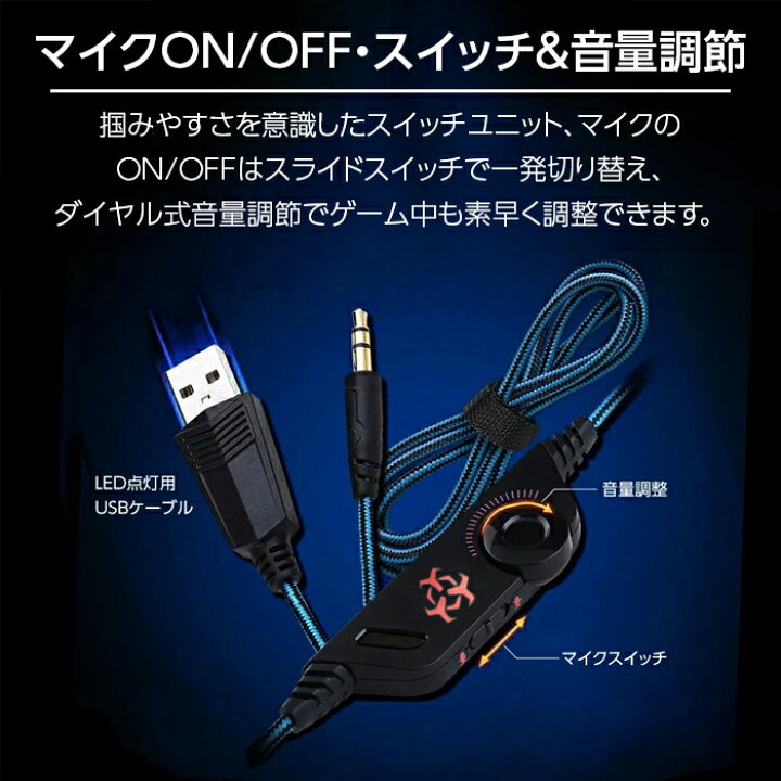 楽天市場 P10倍 8 23 1 59迄 ゲーミングヘッドセット ヘッドセット ゲーミング マイク付き Ps5 Ps4 Switch ボイスチャット 有線 ゲーミングヘッドホン ゲーミングヘッドフォン 高音質 ゲーム用 Pc ヘッドホン マイク 会話 ヘッドフォン Pc パソコン 対応 かっこいい