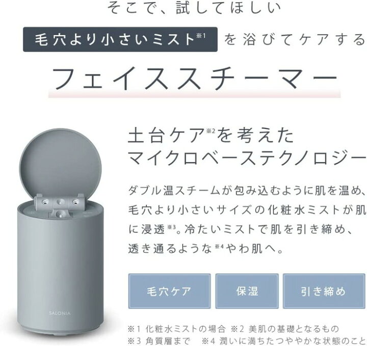 楽天市場】SALONIA サロニア ピュアブライトスチーマー SAL22207SL 