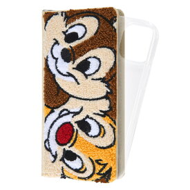iPhone13 mini ディズニー カバー ケース 手帳型 フワフワ サガラ刺繍 かわいい おしゃれ カード入れ スマホケース アイフォン ストラップ チップ デール