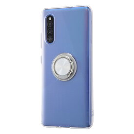 Galaxy A41 カバー ケース 耐衝撃 衝撃に強い 保護 シンプル 背面クリア 透明 リング付き 軽量 軽い 柔らかい ソフト TPU SC-41A SCV48 docomo au シルバー