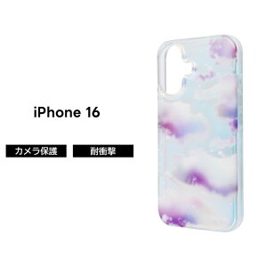 iPhone 16 ケース クリア 雲 iPhone16 アイフォン16 かわいい おしゃれ 空 虹色 耐衝撃 クリアケース ソフト ソフトケース スマホケース 透明