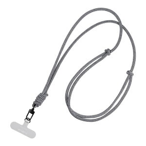 ショルダーストラップ 多機能 パターン柄 ホワイト ブラック 挟み込みシート 丸紐 肩掛け 首掛け iPhone Android スマホ