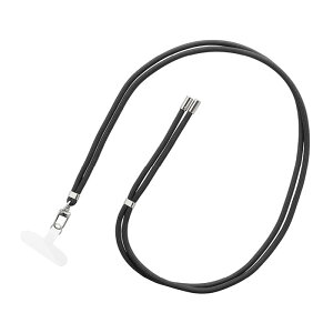 ネックストラップ 多機能 ダークグレー 丸紐 挟み込みシート 2WAY 肩掛け 首掛け iPhone Android スマホ テックアクセサリー