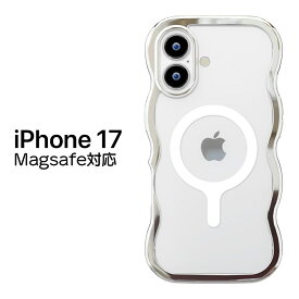 iPhone17 ケース クリア iPhone17 ケース クリア 耐衝撃 Magsafe対応 iPhone 17 ケース シンプル シルバー メタルシルバー ウェーブケース ストラップホール iPhone 17 ケース ワイヤレス充電 傷に強い おしゃれ かわいい Mags