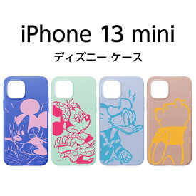 iPhone13mini ケース ディズニー 5.4inch 抗菌スリムシリコンケース ミッキーマウス アイフォン13mini カバー