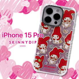 iPhone15Pro ケース サンリオ Sanrio マイメロディかわいい クリア ラメ キラキラ ソフト 耐衝撃 ストラップホール 公式品 SKINNYDIP