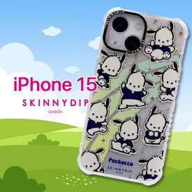 iPhone15 ケース サンリオ Sanrio ポチャッコ かわいい クリア ラメ キラキラ ソフト 耐衝撃 ストラップホール 公式品 SKINNYDIP