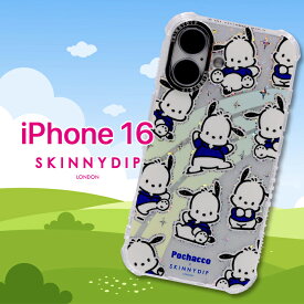 iPhone16 ケース サンリオ Sanrio ポチャッコ かわいい クリア ラメ キラキラ ソフト耐衝撃 ストラップホール 公式品 SKINNYDIP