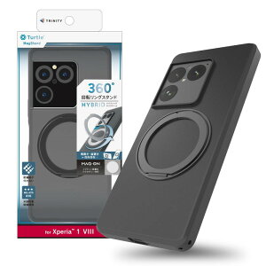 Xperia 1 VIII �P�[�X �N���A �����O�t �G�N�X�y���A1VIII �}�O�l�b�g MagSafe�Ή� �}�O�Z�[�t �N���A�P�[�X ���ɋ��� �����O �u���b�N �V���o�[ �����h�~ �X�^���h�@�\ ���掋�� �J�����ی� �V���v