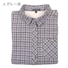 裏フリース ネルシャツ レディース 長袖 チェック 秋冬用 裏地付き 綿 M-L