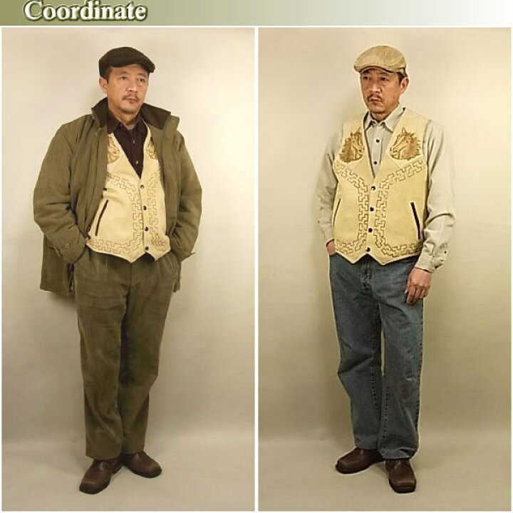 楽天市場】レザー ベスト メンズ 秋冬物 馬革 本革 スエード 