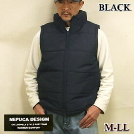 中綿ベスト メンズ ダウンベスト 無地 衿フリース 内ポケット付 軽量 アウトドア M L LL