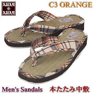 カリプソサンダル たたみ中敷き メンズ 夏物 和柄布 軽量 軽い トングサンダル M L