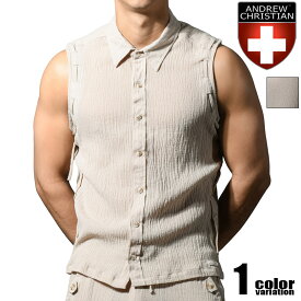AndrewChristian/アンドリュークリスチャン Ibiza Energy Capsule Sleeveless Shirt Tシャツ トップス ノースリーブ 軽量 カジュアル ファッション メンズ シャツ