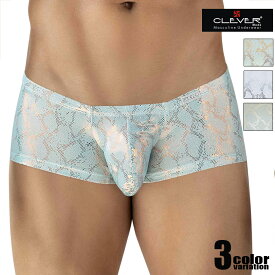 メンズボクサー CLEVER/クレバー DIAMOND LATIN BOXER　光沢 柄 男性下着 メンズ パンツ ボクサーパンツ ローライズ 立体縫製 凸フロント