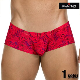 メンズボクサー CLEVER/クレバー HELION LATIN BOXER Red 柄 プリント 男性下着 メンズ パンツ ボクサーパンツ ローライズ 立体縫製
