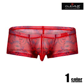 メンズボクサー CLEVER/クレバー CALIPSO LATIN BOXER Red 透け 通気性 メッシュ シースルー 男性下着 メンズ パンツ ボクサーパンツ ローライズ 立体縫製