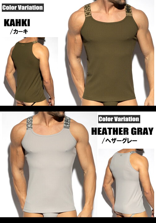 楽天市場 Escollection イーエス コレクション Recycled Rib Tank Top 再生ポリエステル リブタンクトップ タンクトップ 袖なし ノースリーブ スリーブレス メンズ ファッション トップス Asian Closet