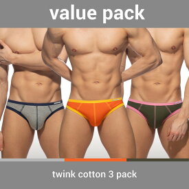 メンズビキニ ブリーフ ADDICTED/アディクティッド TWINK COTTON 3 PACK 3 まとめ買い コットン 綿 細ゴム　通気性メンズビキニ ビキニブリーフ 男性下着　メンズ　パンツ