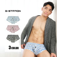 G-Station/ジーステーション テンセル100％ チェック柄 トランクス メンズ 男性下着 ローライズ スリット…